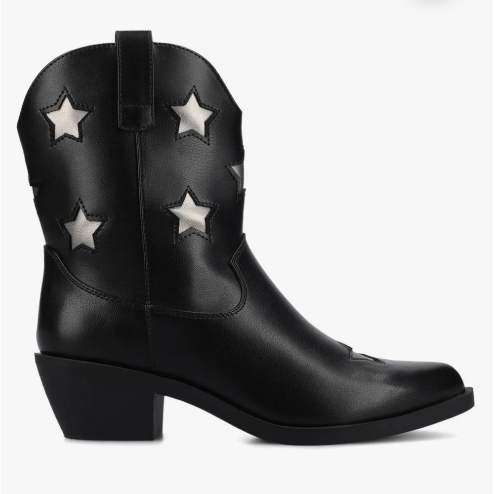 NEW WOMEN'S COWBOY BOOT Western‎ Black Star Festival Cowgirl Ankle Pointed Boho6